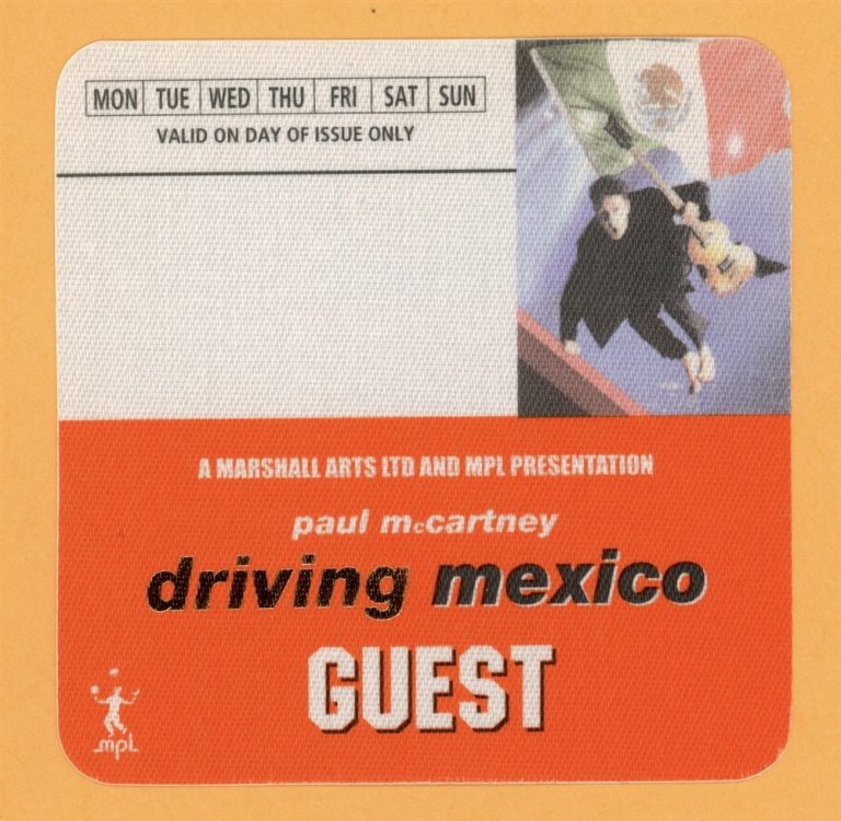 Paul McCartney 2002 Driving Rain Concert Tour Guest Backstage Pass - Mexico