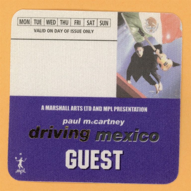 Paul McCartney 2002 Driving Rain Concert Tour Guest Backstage Pass - Mexico