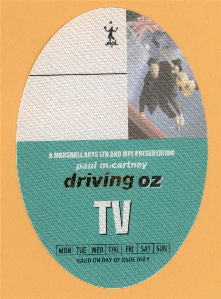 Paul McCartney 2002 Driving Rain Concert Tour TV Backstage Pass - Australia