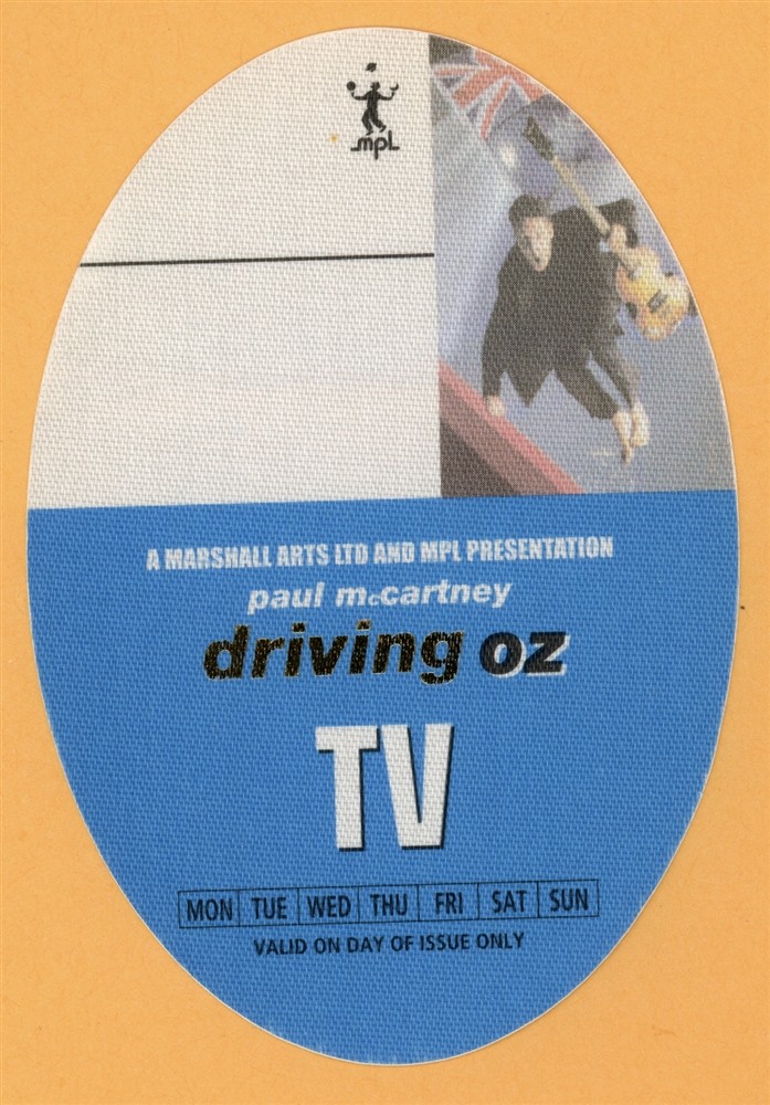 Paul McCartney 2002 Driving Rain Concert Tour TV Backstage Pass - Australia