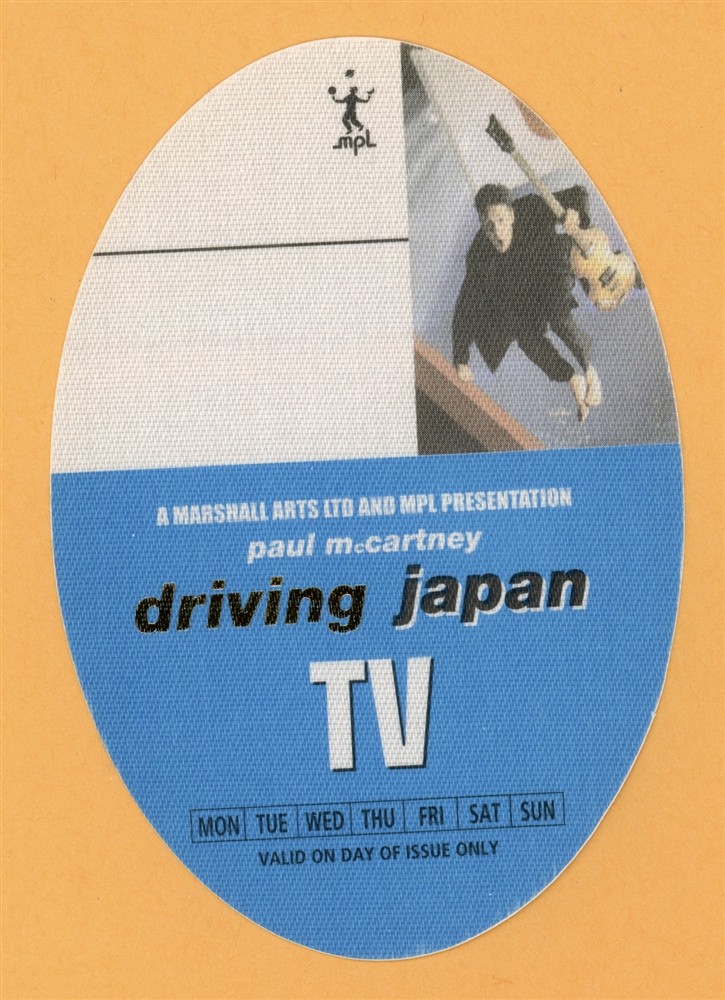 Paul McCartney 2002 Driving Rain Concert Tour TV Backstage Pass - Japan