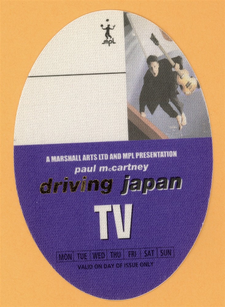 Paul McCartney 2002 Driving Rain Concert Tour TV Backstage Pass - Japan
