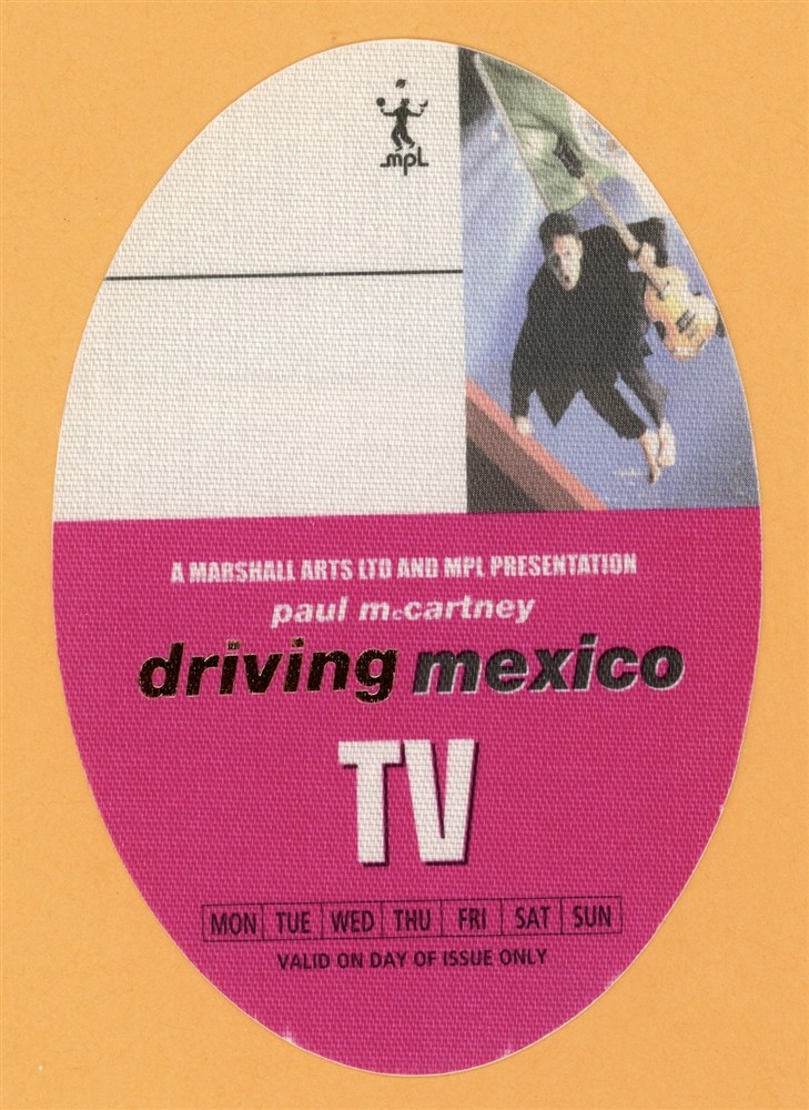 Paul McCartney 2002 Driving Rain Concert Tour TV Backstage Pass - Mexico