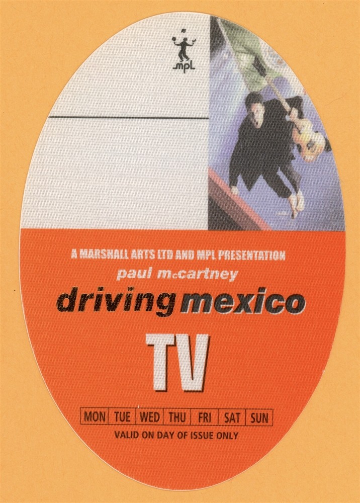 Paul McCartney 2002 Driving Rain Concert Tour TV Backstage Pass - Mexico