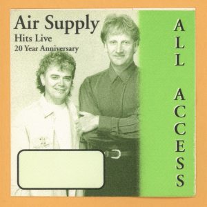 Air Supply 1996 Hits Live Concert Tour AA Backstage Pass