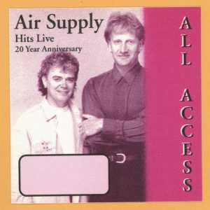 Air Supply 1996 Hits Live Concert Tour AA Backstage Pass