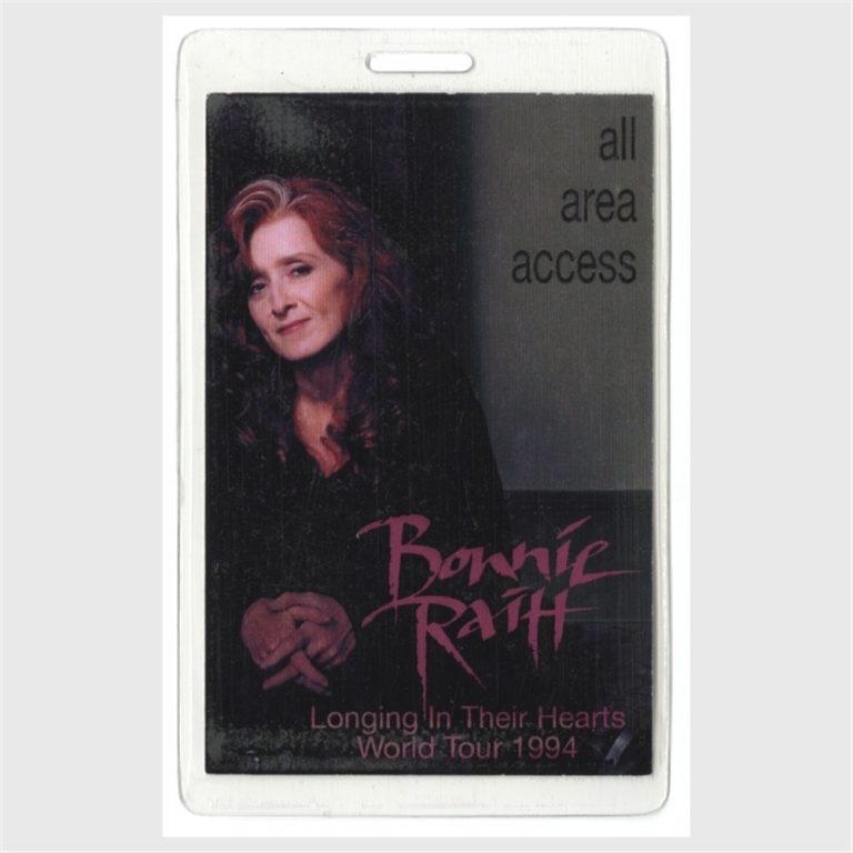 Bonnie Raitt 1994 Longing In Their Hearts Concert Tour Laminated Backstage Pass