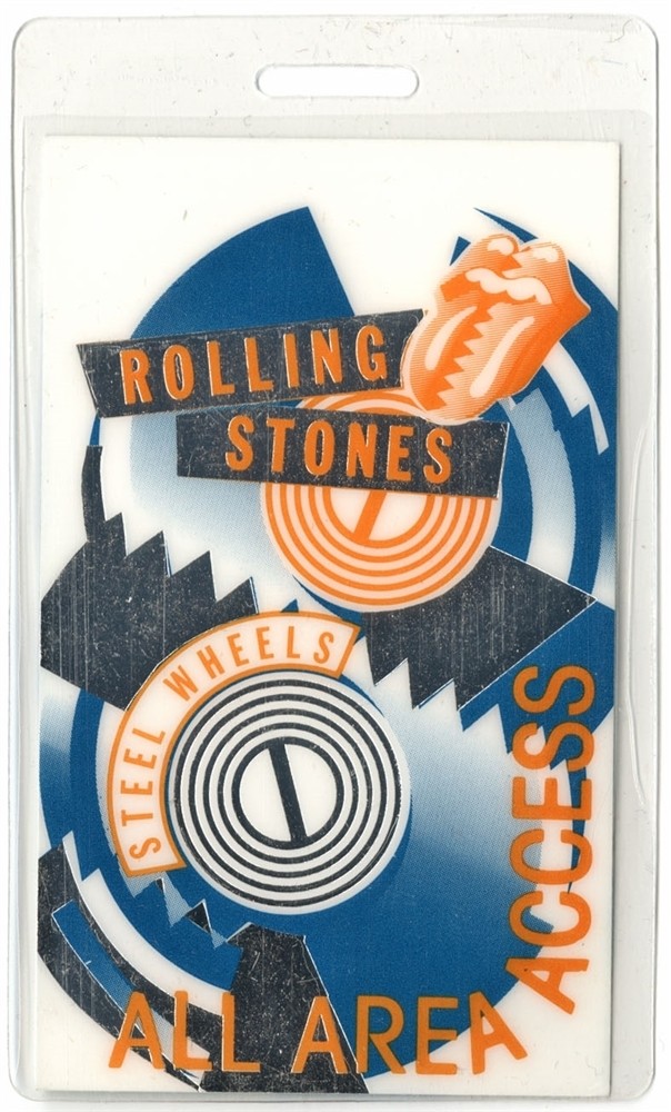 Rolling Stones 1989 Steel Wheels Tour All Access Laminated Backstage Pass
