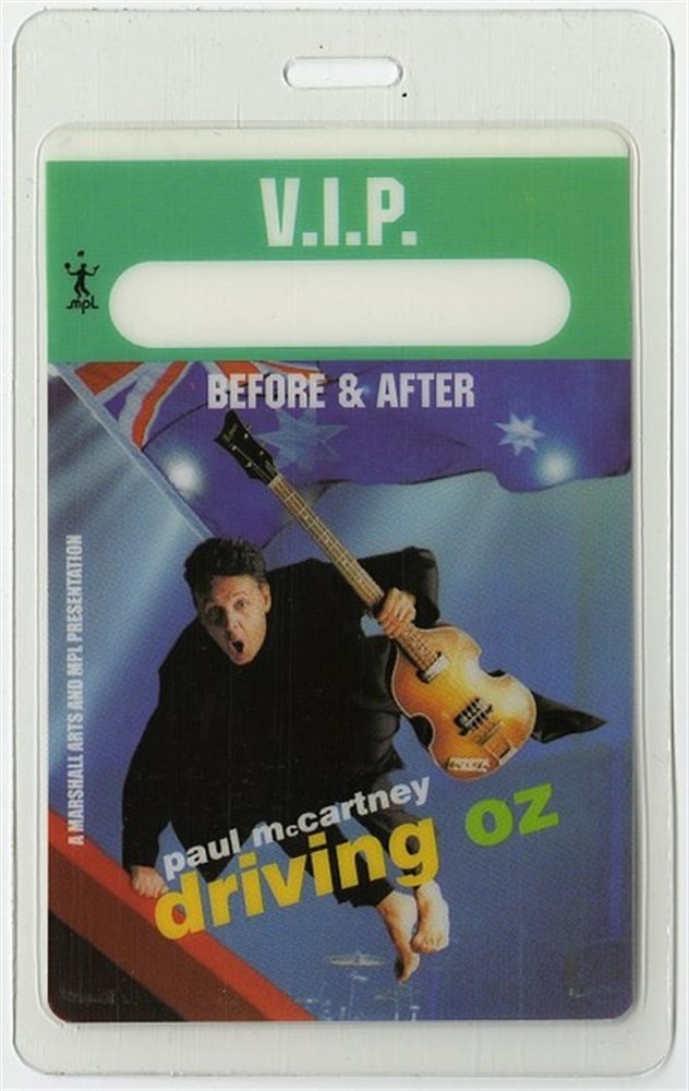 Paul McCartney 2002 Laminated Backstage Pass Driving Oz Tour Beatles