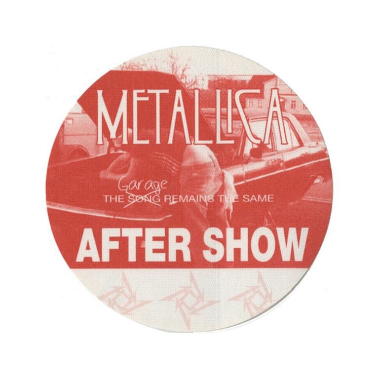 Metallica 1999 The Garage Remains the Same Concert Tour Aftershow Backstage Pass