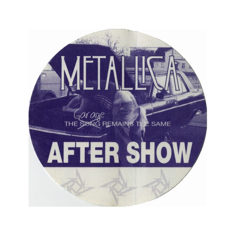 Metallica 1999 The Garage Remains the Same Concert Tour Aftershow Backstage Pass