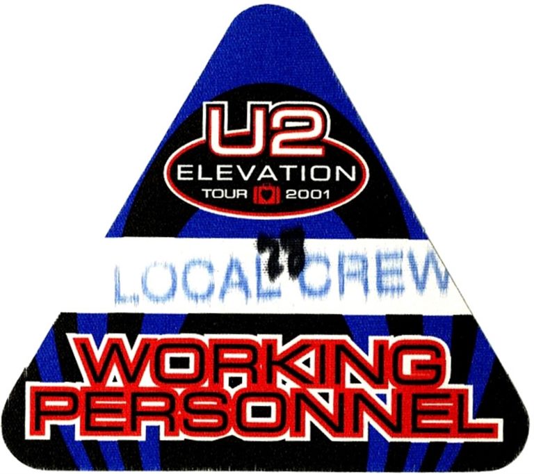 U2 2001 Elevation Concert Tour Working Backstage Pass