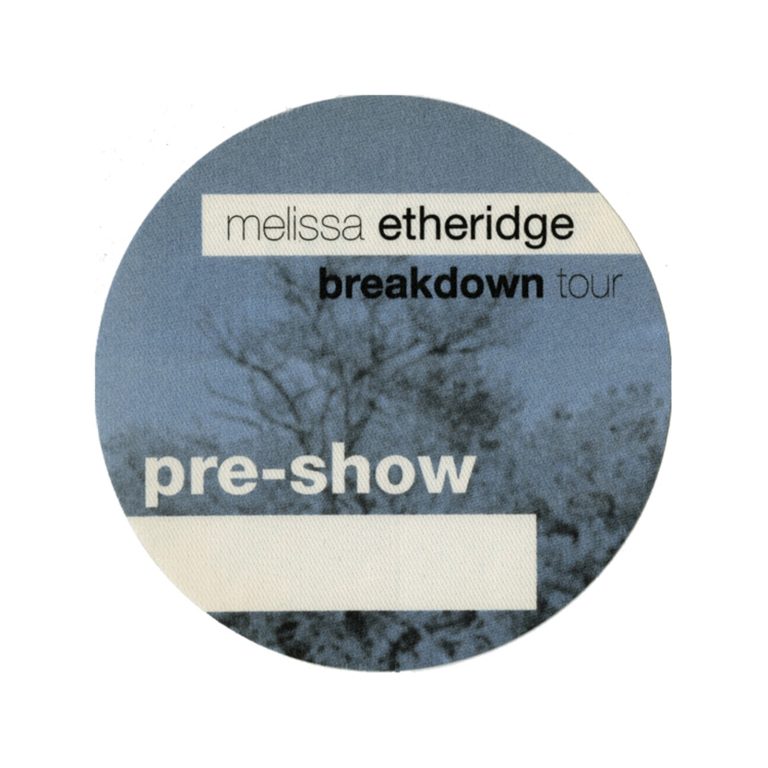 Melissa Etheridge 1999 Breakdown Concert Tour Preshow Backstage Pass