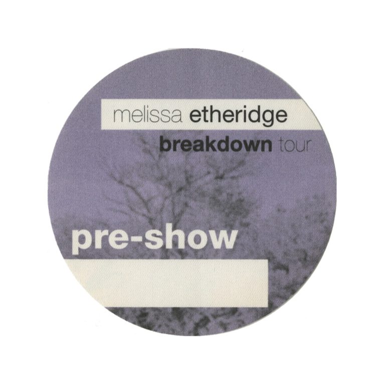 Melissa Etheridge 1999 Breakdown Concert Tour Preshow Backstage Pass