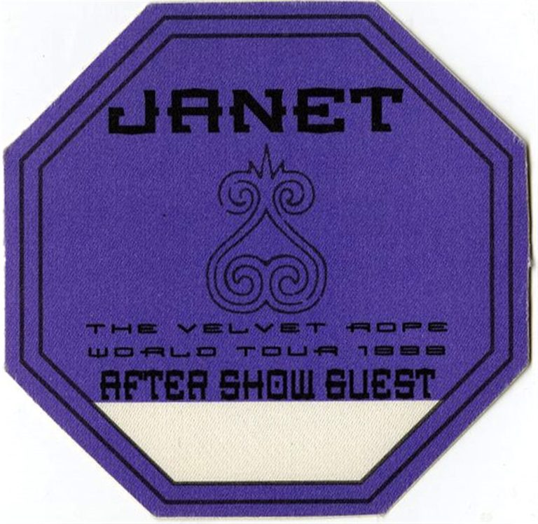 Janet Jackson 1998 The Velvet Rope Concert Tour After Show Backstage Pass