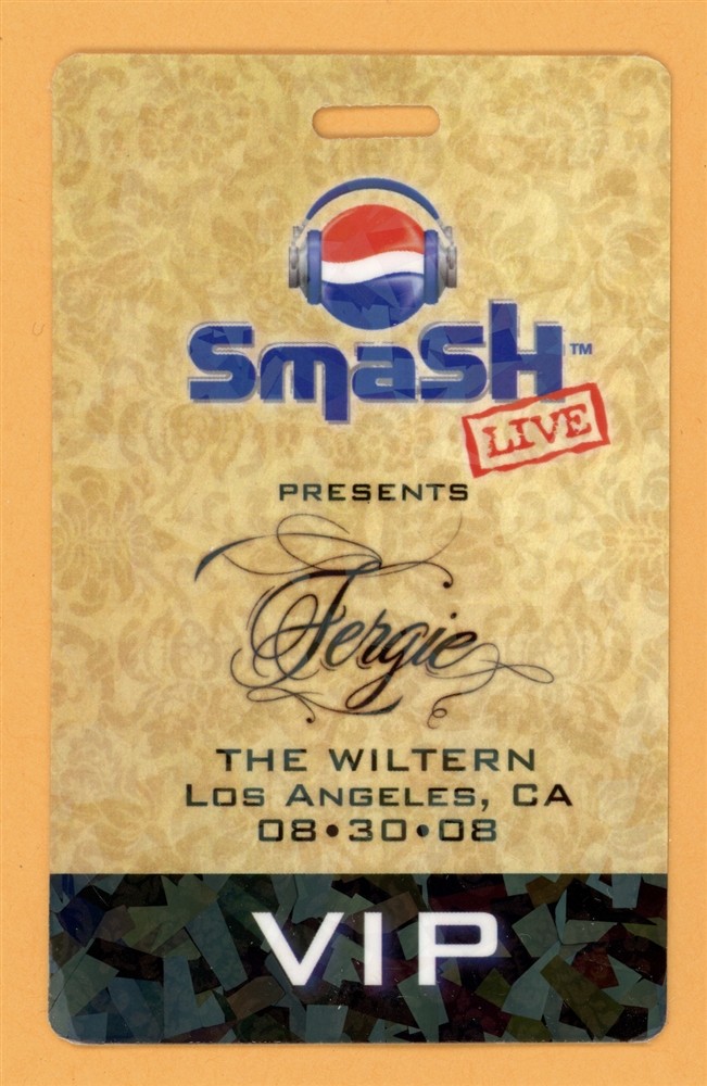 Fergie 2008 Black Eyed Peas Tour VIP Laminated Backstage Pass