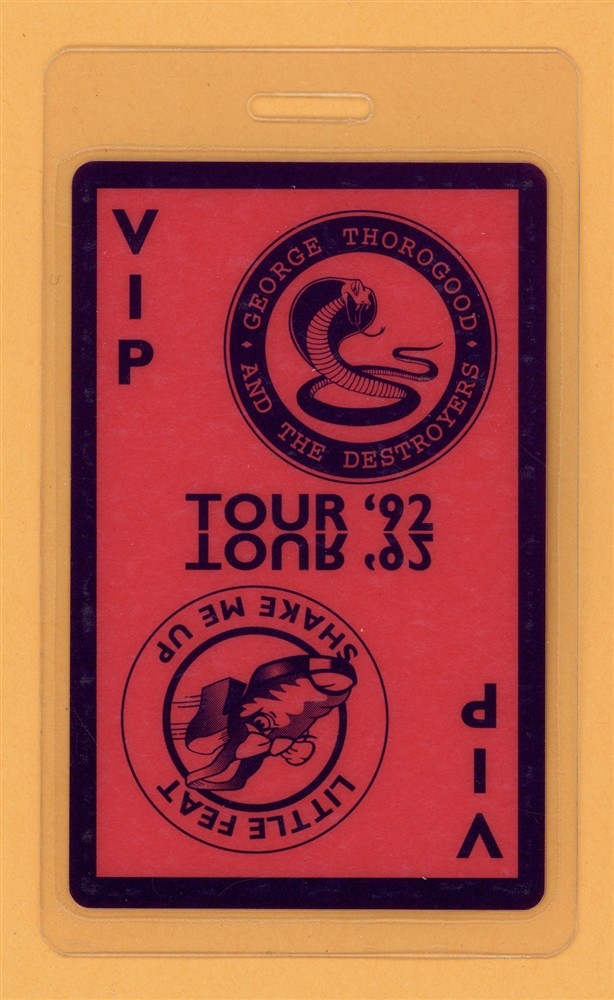 George Thorogood & The Destroyers 1992 Tour VIP Laminated Backstage Pass