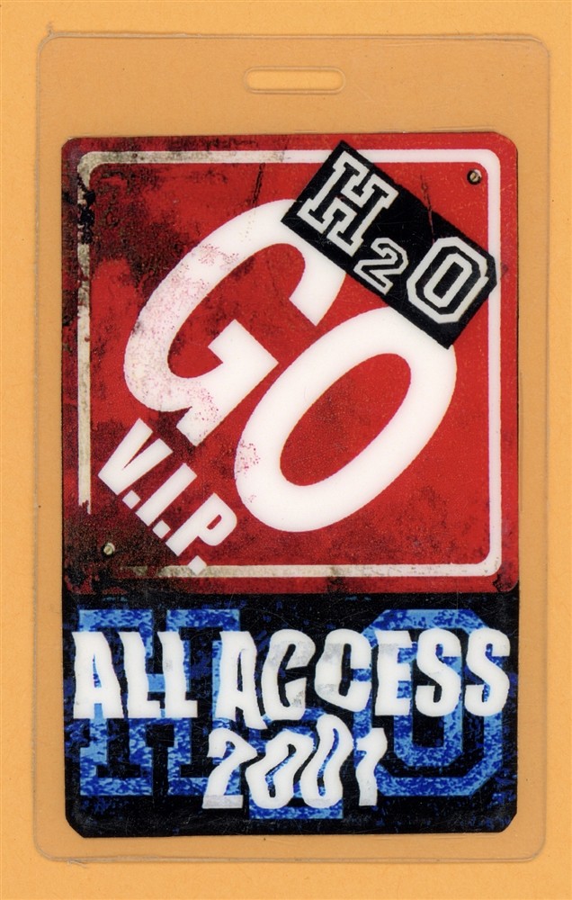 H20 2001 GO Tour All Access Laminated Backstage Pass