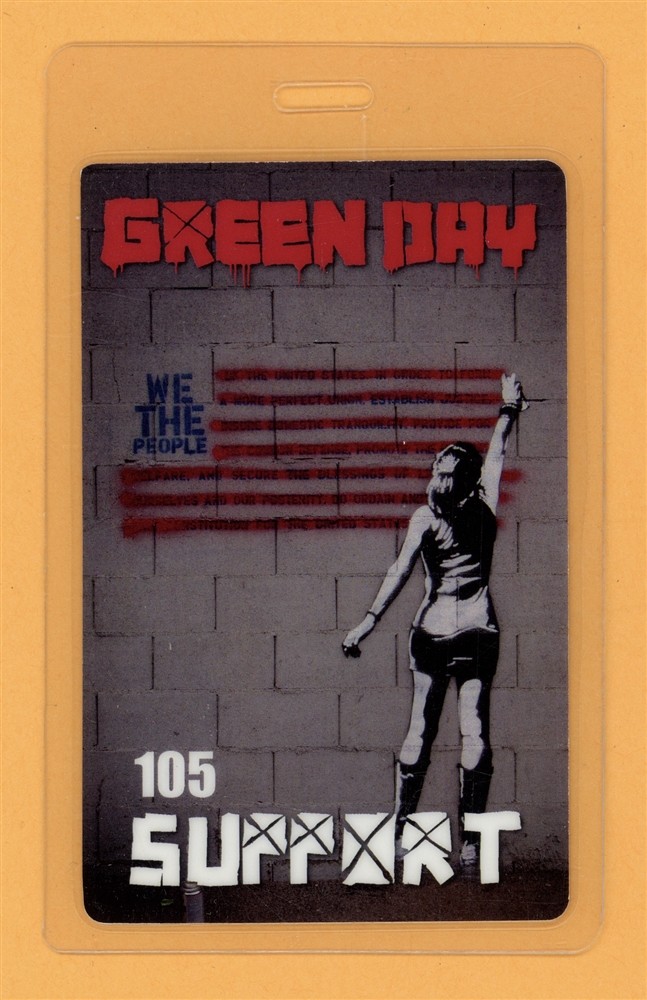 Green Day 2010 21st Century Breakdown Tour Support Laminated Backstage Pass