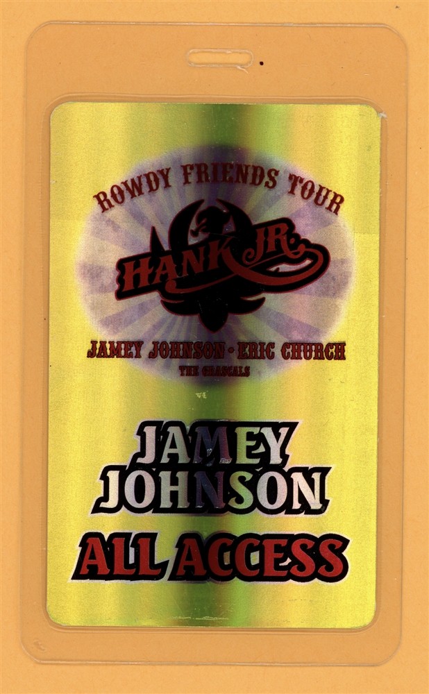 Hank Williams Jr. 2010 Tour w/ Eric Church AA Laminated Backstage Pass