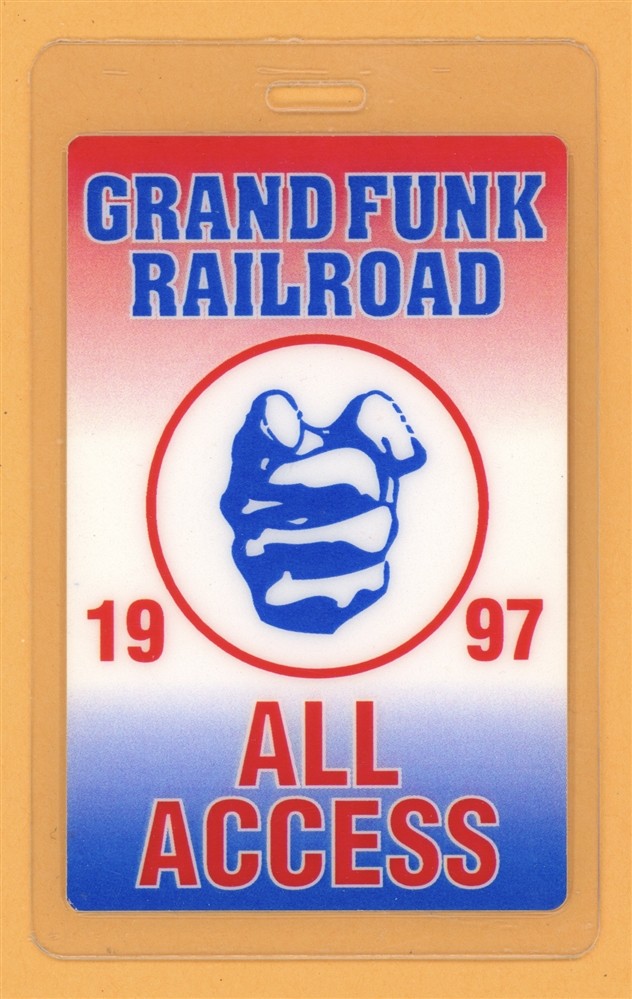 Grand Funk Railroad 1997 Tour All Access Laminated Backstage Pass