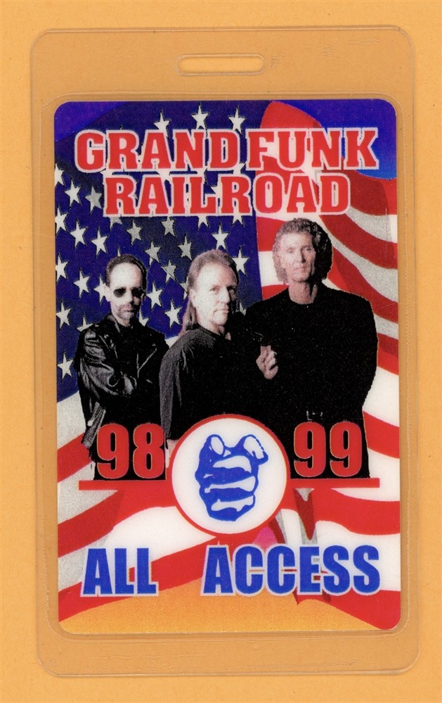 Grand Funk Railroad 1998 Tour All Access Laminated Backstage Pass