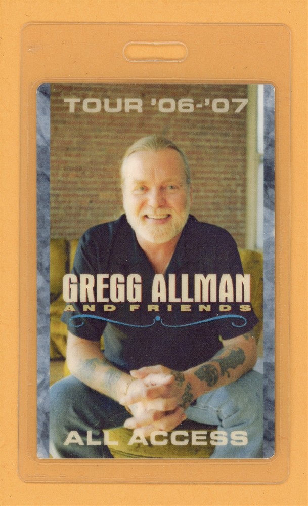Gregg Allman & Friends 2006 Tour All Access Laminated Backstage Pass
