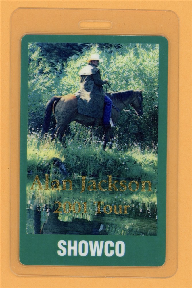 Alan Jackson 2001 Tour SHOWCO Laminated Backstage Pass