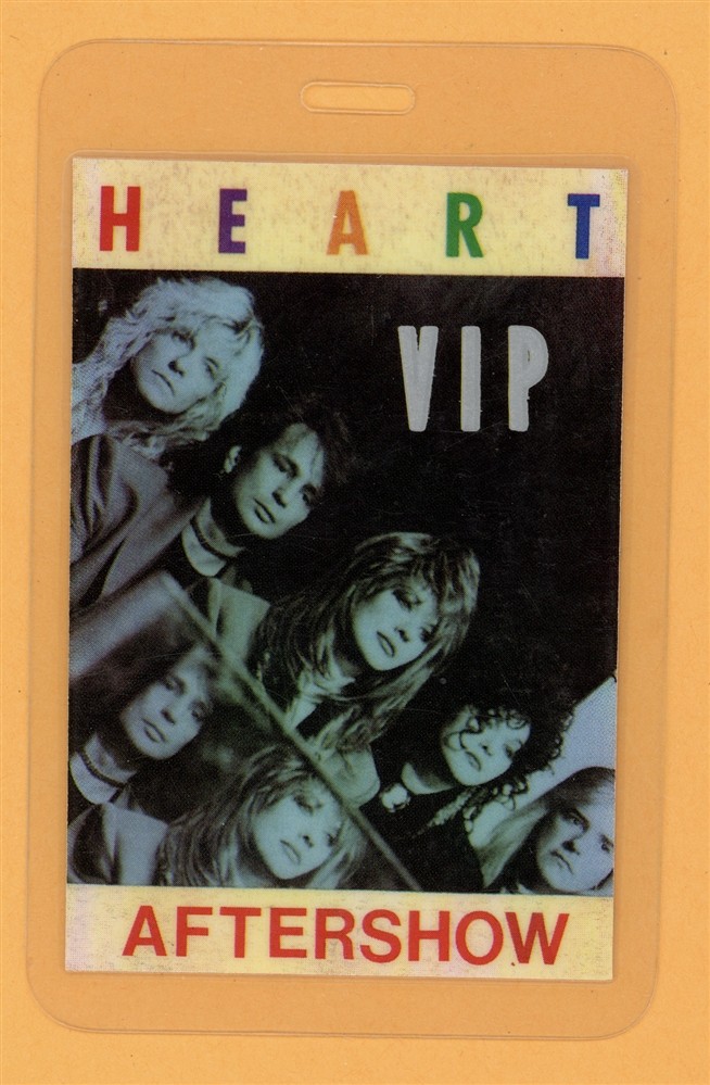 Heart 1990 Brigade Tour Aftershow VIP Laminated Backstage Pass