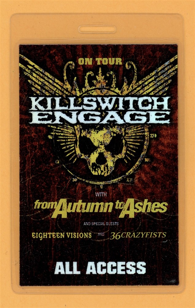 Killswitch Engage 2004 Tour w/ Autumn to Ashes AA Laminated Backstage Pass