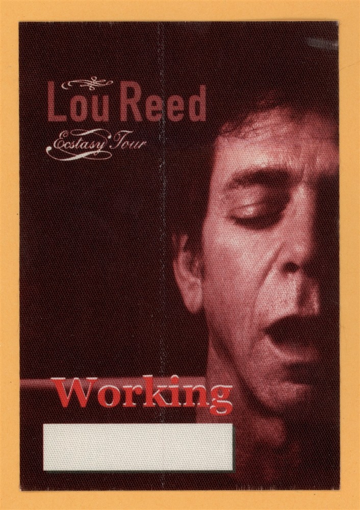 Lou Reed 2000 Ecstasy Concert Tour WORKING Backstage Pass
