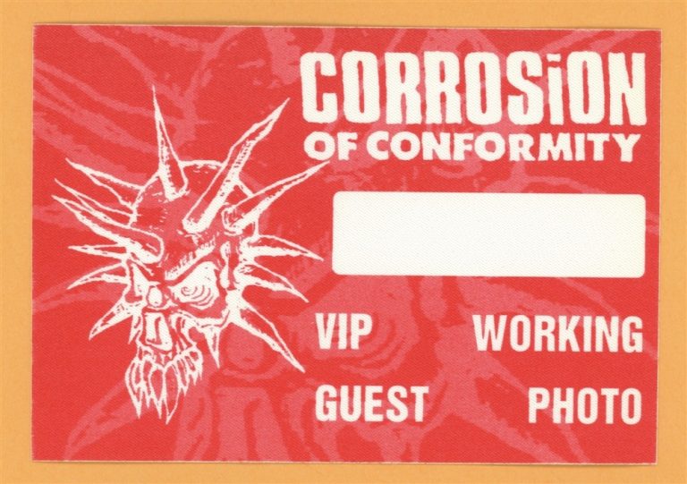 Corrosion of Conformity 1997 Wiseblood Concert Tour Backstage Pass