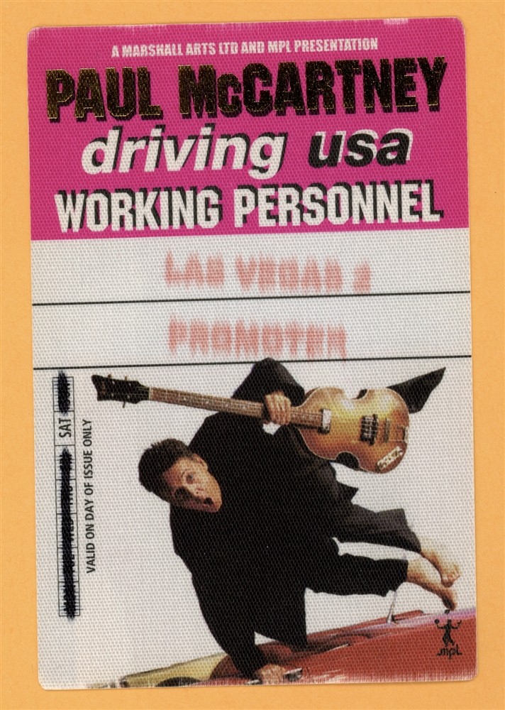 Paul McCartney 2002 Driving Rain Concert Tour Working Backstage Pass