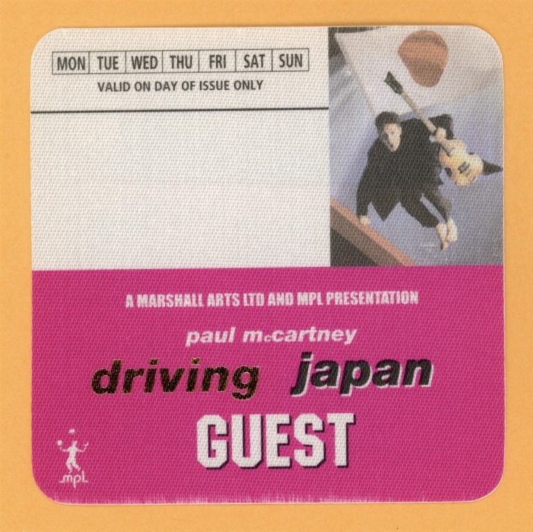 Paul McCartney 2003 Back in the U.S. Concert Tour Guest Backstage Pass - Japan