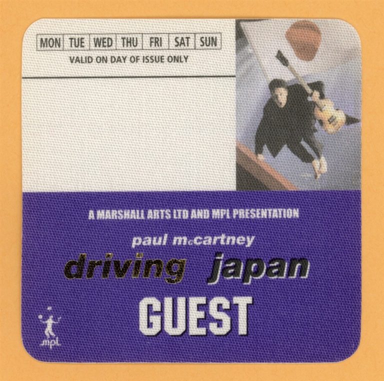 Paul McCartney 2003 Back in the U.S. Concert Tour Guest Backstage Pass - Japan