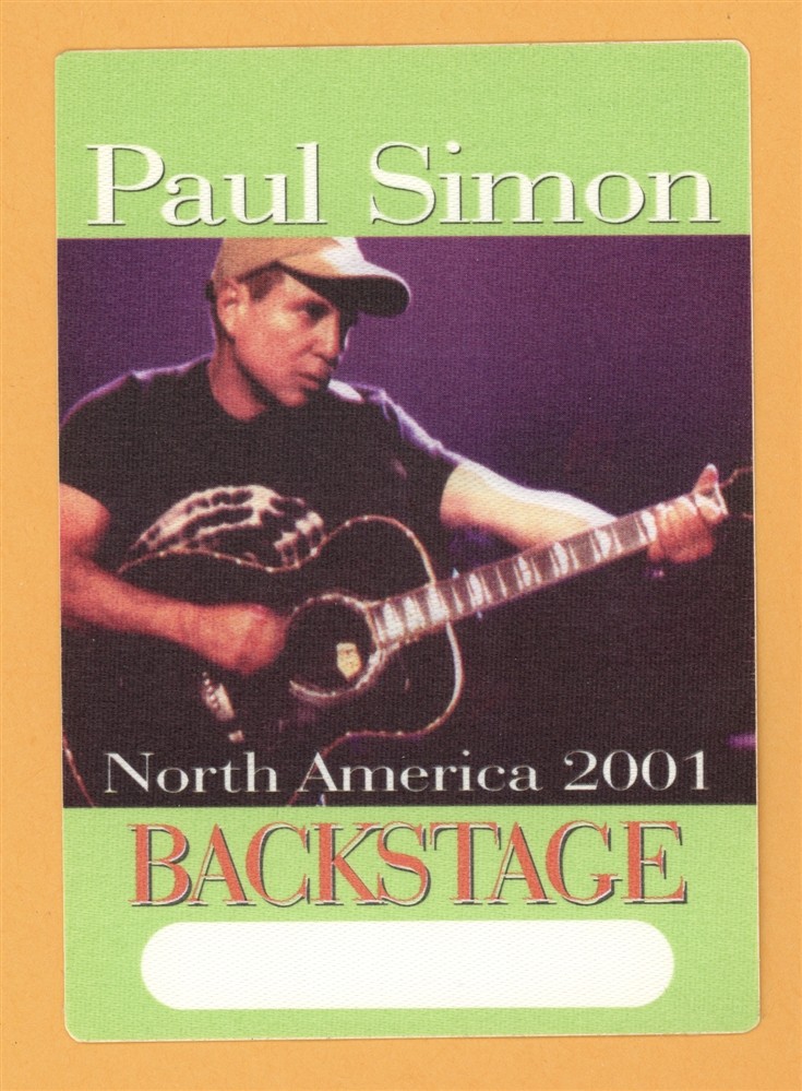 Paul Simon 2001 You're the One Concert Tour Backstage Pass
