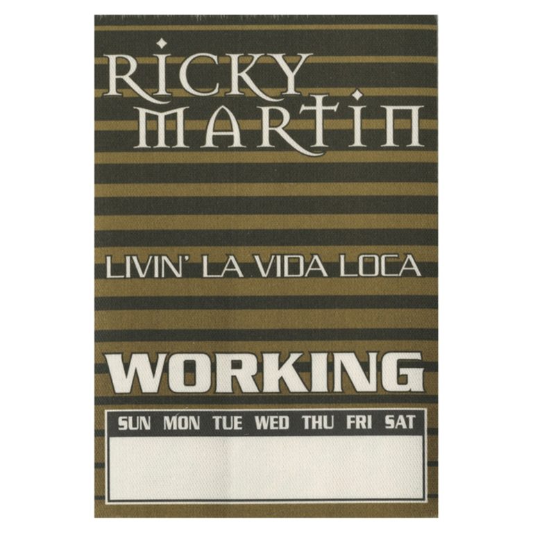 Ricky Martin 1999 Livin La Vida Loca Concert Tour Working Backstage Pass