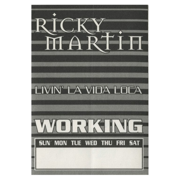 Ricky Martin 1999 Livin La Vida Loca Concert Tour Working Backstage Pass