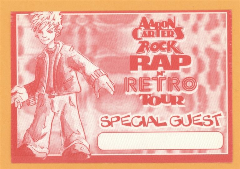 Aaron Carter 2002 Rap & Retro Concert Tour GUEST Backstage Pass
