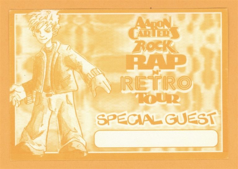 Aaron Carter 2002 Rap & Retro Concert Tour GUEST Backstage Pass