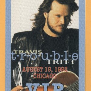 Travis Tritt 1992 t-r-o-u-b-l-e Concert Tour VIP Backstage Pass