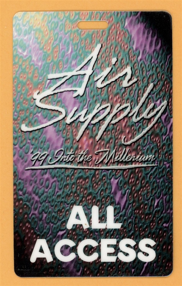 Air Supply 1999 Tour All Access Laminated Backstage Pass