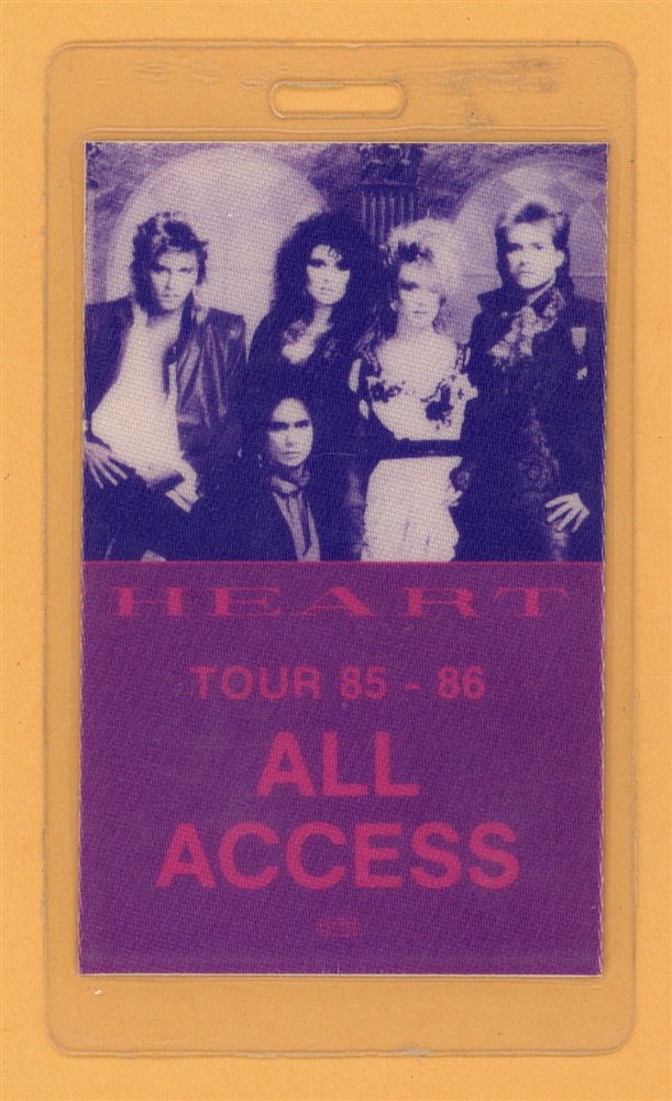 Heart 1985 Tour All Access Laminated Backstage Pass