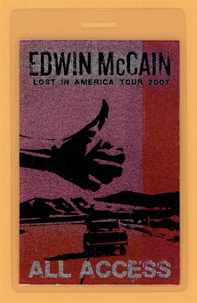 Edwin McCain 2007 Lost in America Tour All Access Laminated Backstage Pass