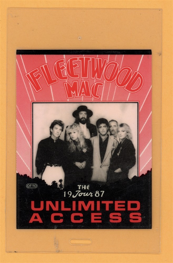 Fleetwood Mac 1987 Tour Unlimited Access Laminated Backstage Pass