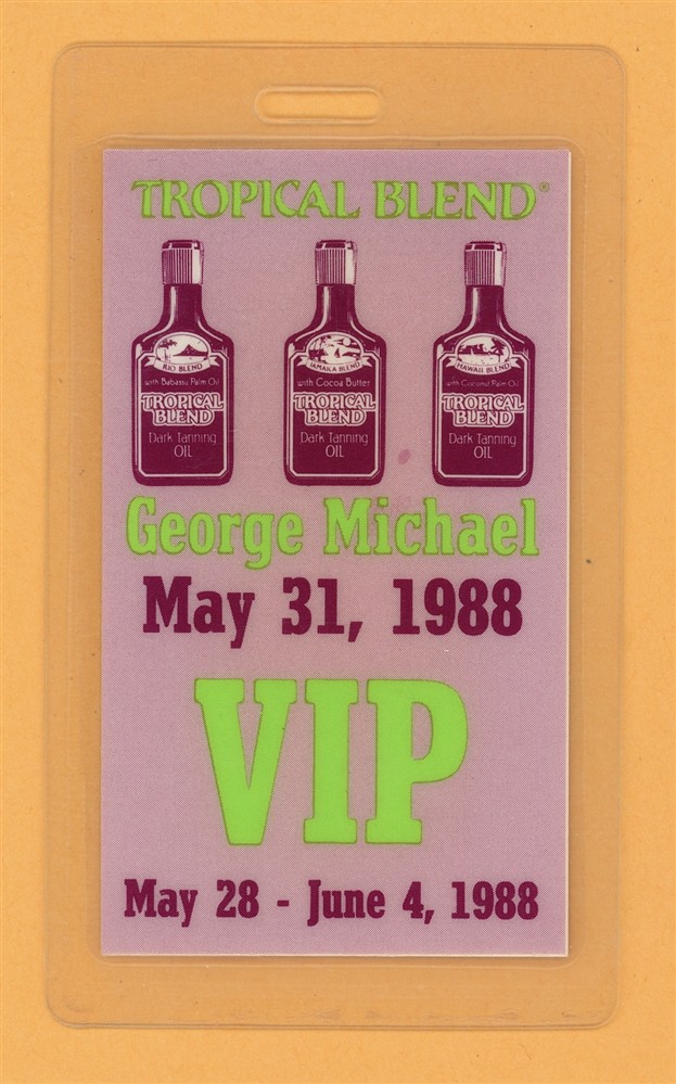 George Michael 1988 Tropical Blend Tour VIP Laminated Backstage Pass