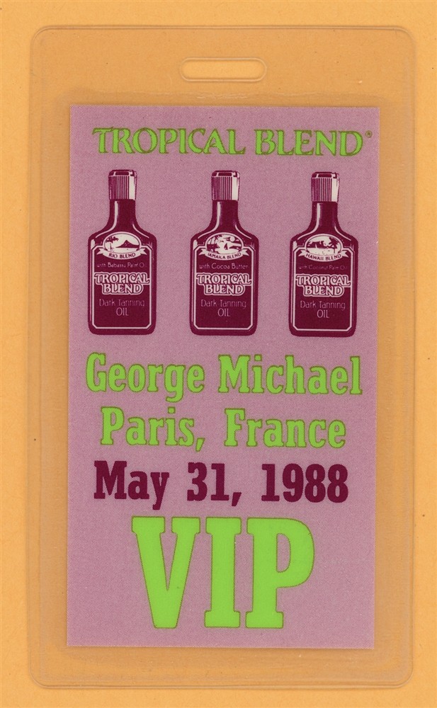George Michael 1988 Tropical Blend Tour VIP Laminated Backstage Pass