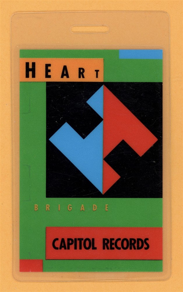 Heart 1990 Brigade Tour Capitol Records Laminated Backstage Pass