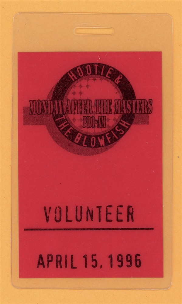 Hootie And The Blowfish 1996 Monday After The Masters Laminated Backstage Pass