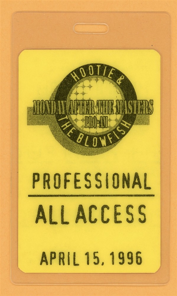 Hootie And The Blowfish 1996 Monday After The Masters Laminated Backstage Pass